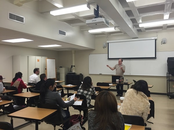 Ken Weinfield speaking at Skyline college