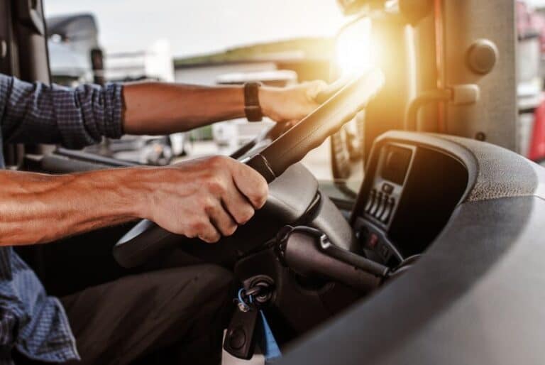 CDL Commercial Driver Inside of His Truck