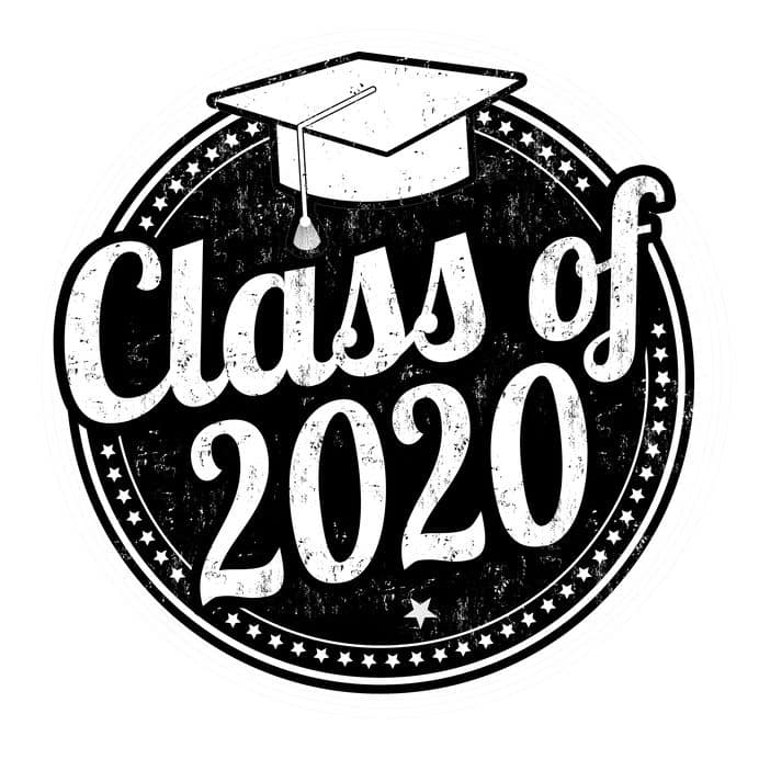 Class of 2020 grunge rubber stamp on white