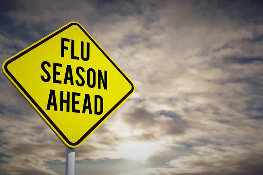flu season ahead against cloudy sky