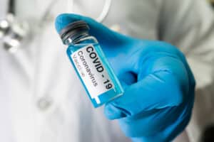 Coronavirus Covid-19 vaccine development medical with syringe fo