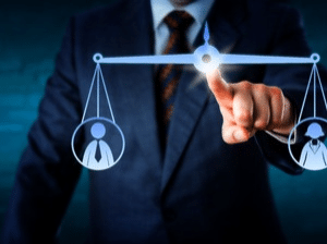 attorney balancing a scale